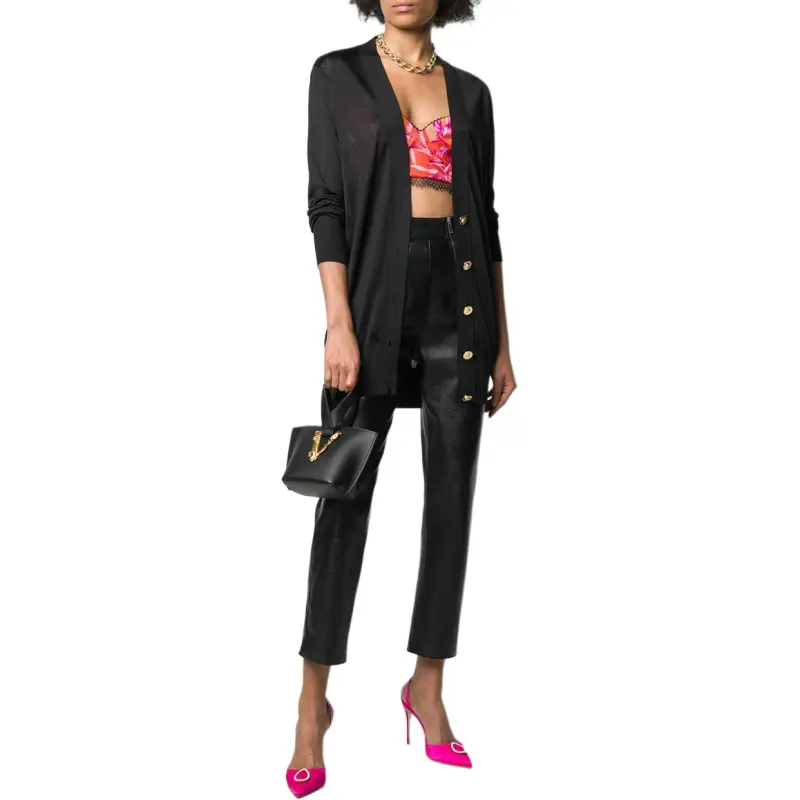 VERSACE Silk Blend Cardigan 'Black'-2