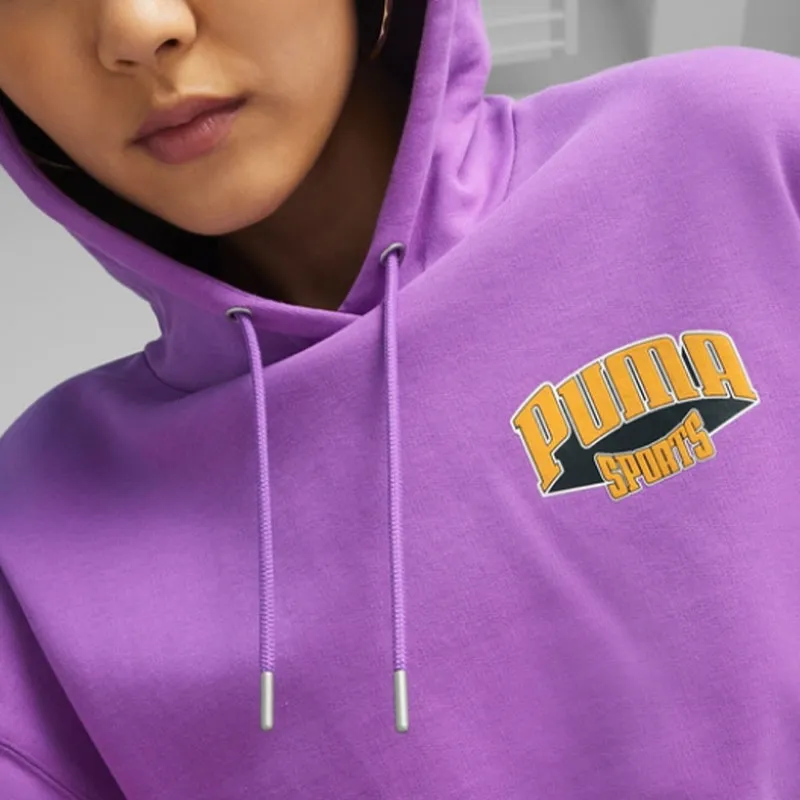 PUMA CROPPED HOODIE Sweatshirt Women's Purple-3