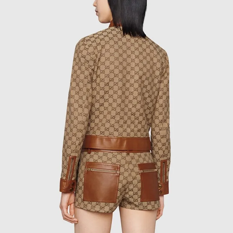 GUCCI GG canvas Leather trim Jacket-2