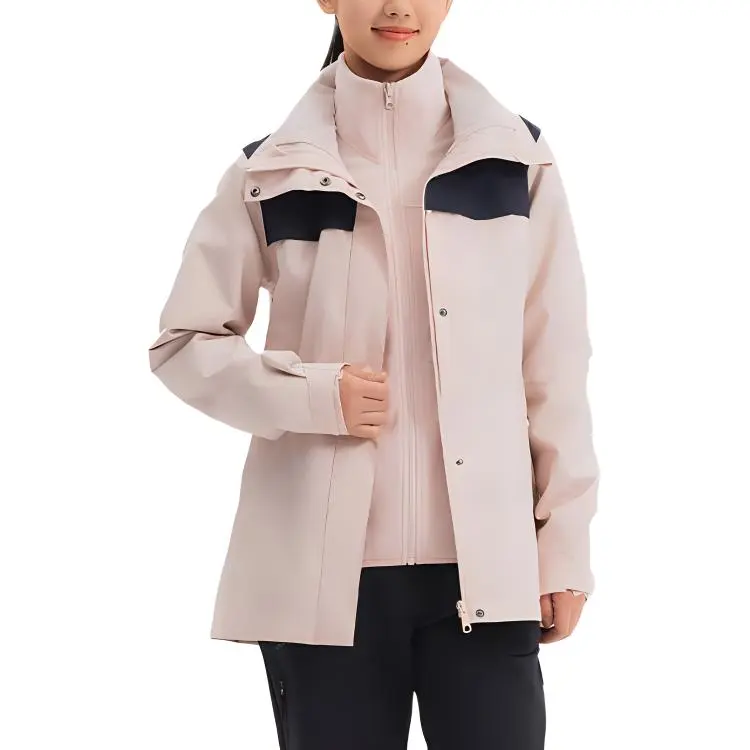DECATHLON Waterproof, Abrasion Resistant, Thermal Windbreaker Jacket Women's Quartz Pink/Blue Black-4