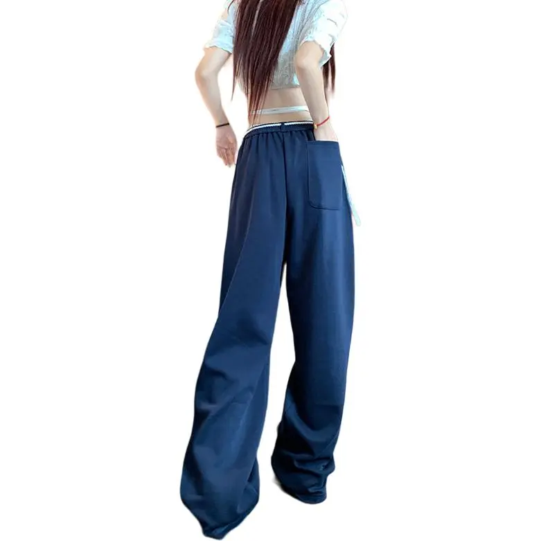 BENGEN Casual Pants Women's Navy Blue-3