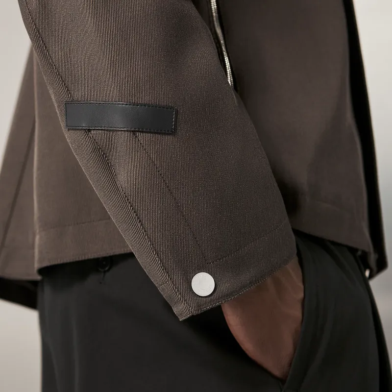 HERMES Leather Jacket Men's Coffee Brown-2