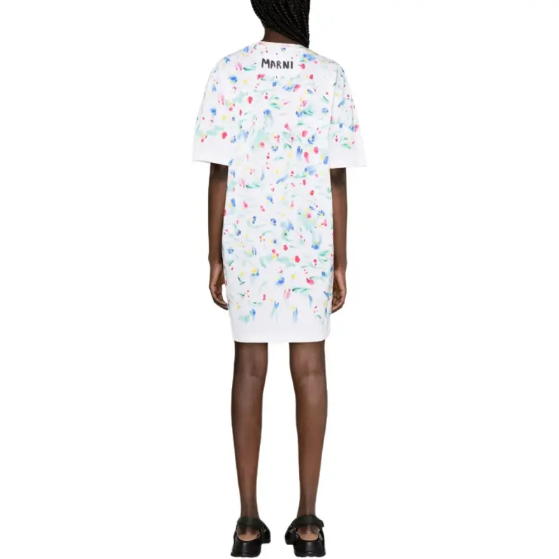 MARNI Logo Patch Motif Printed Midi Dress-4