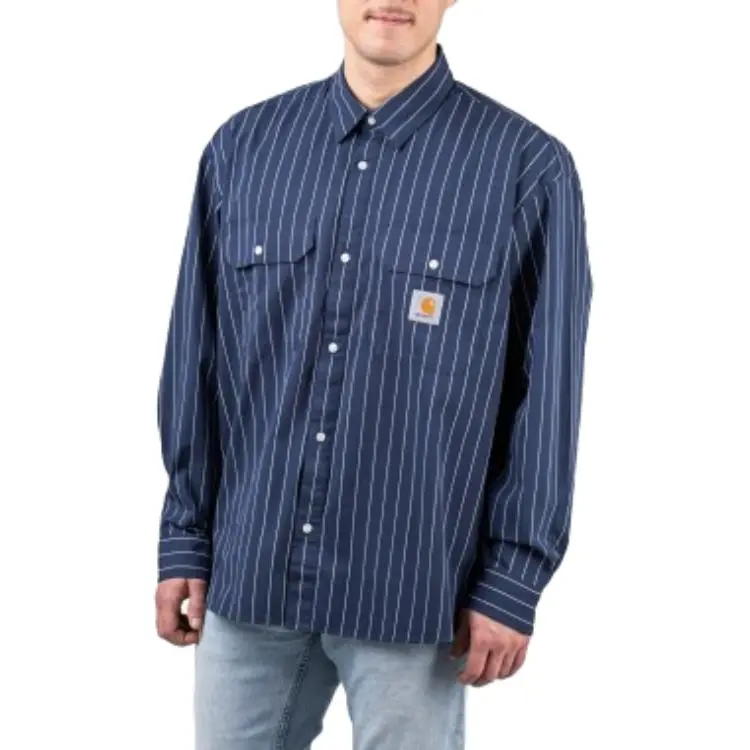 Carhartt WIP Men Camisa Orlean Shirt Blue-3