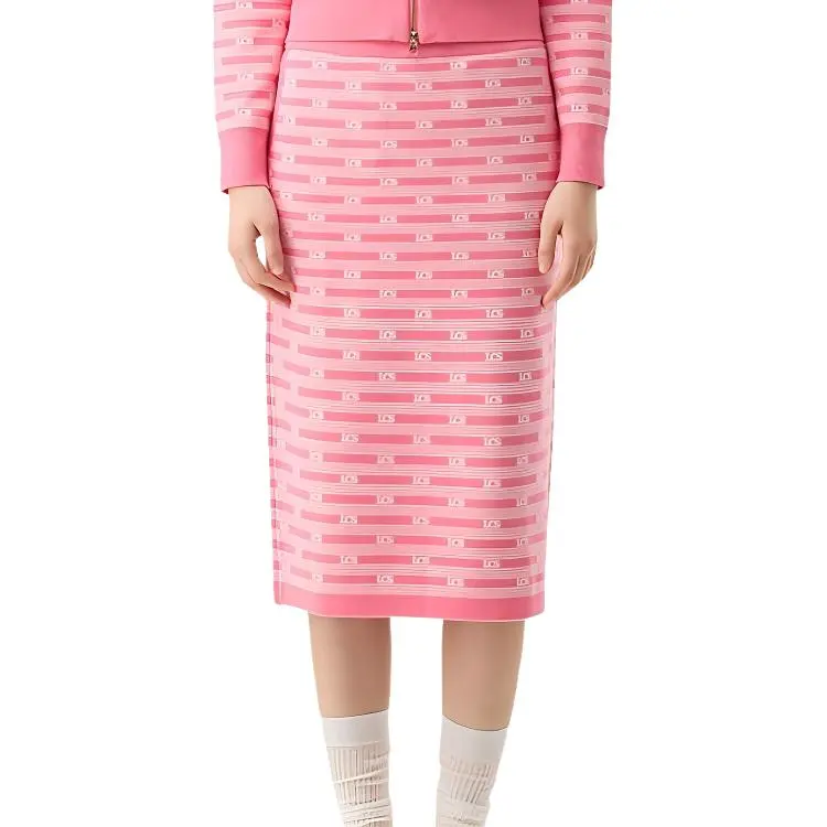 Le Coq Sportif Casual Long Skirts Women's Pink-2