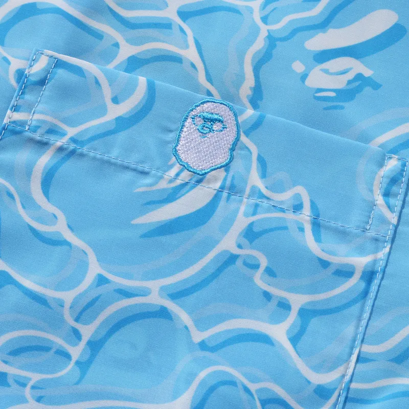 A BATHING APE Abc Sea Surface Camo Open Collar S/S Shirt-2