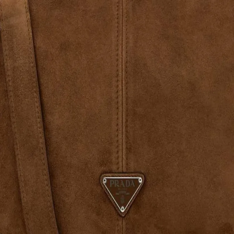 PRADA Suede Shoulder Bag Men's Brown-2