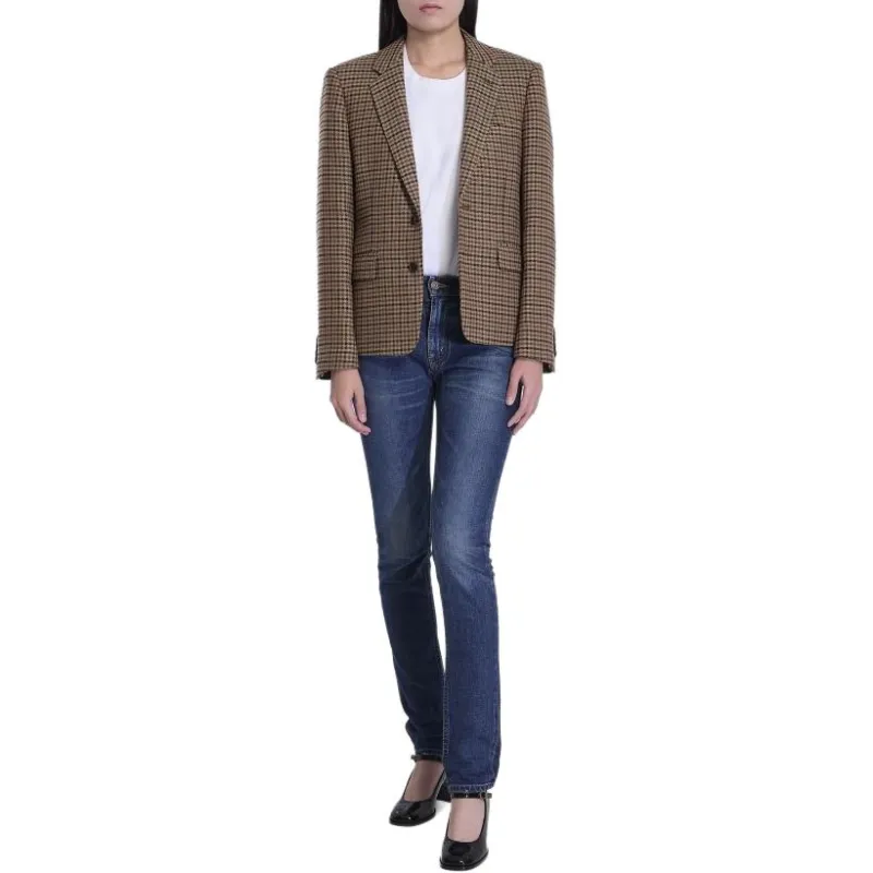 CELINE Single Breasted Checked Jacket-4