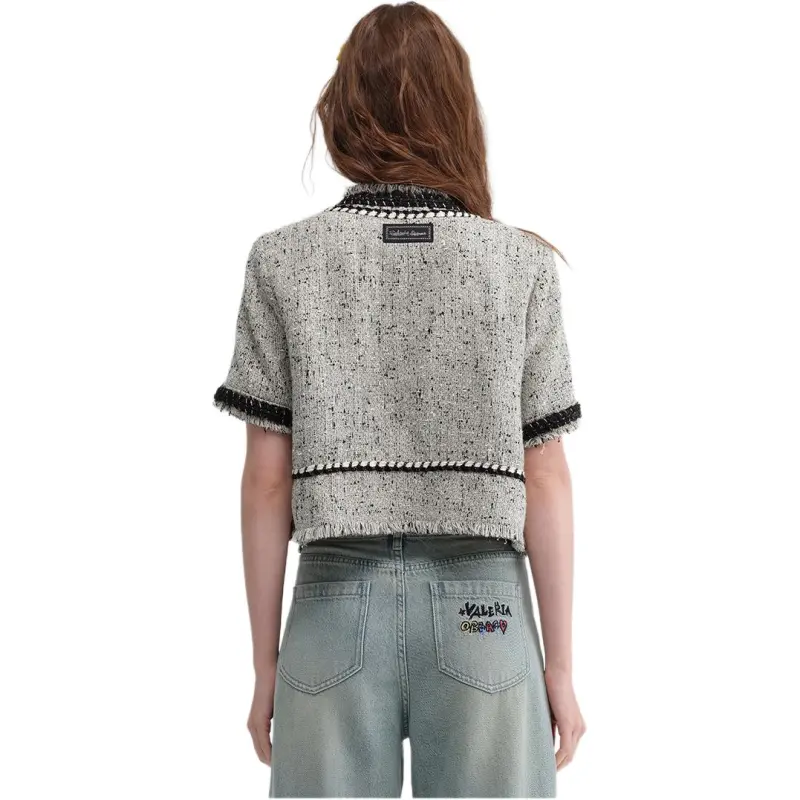 Valeria Obbaco Cropped Coat Women's Black White-2