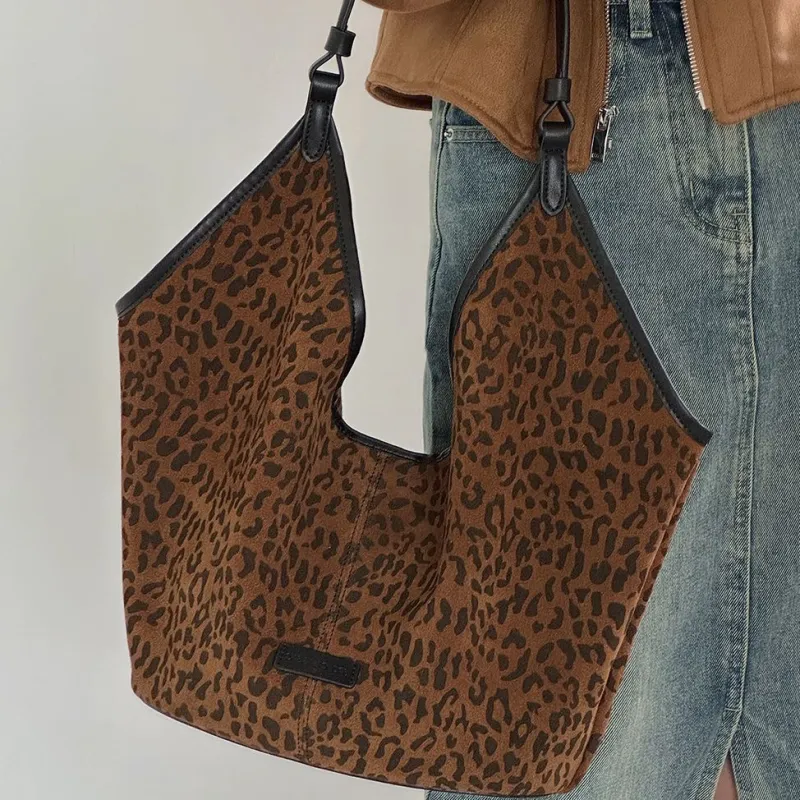 JPJ Cow Leather Tote Bag, Shoulder Bag Women's Leopard Brown-3