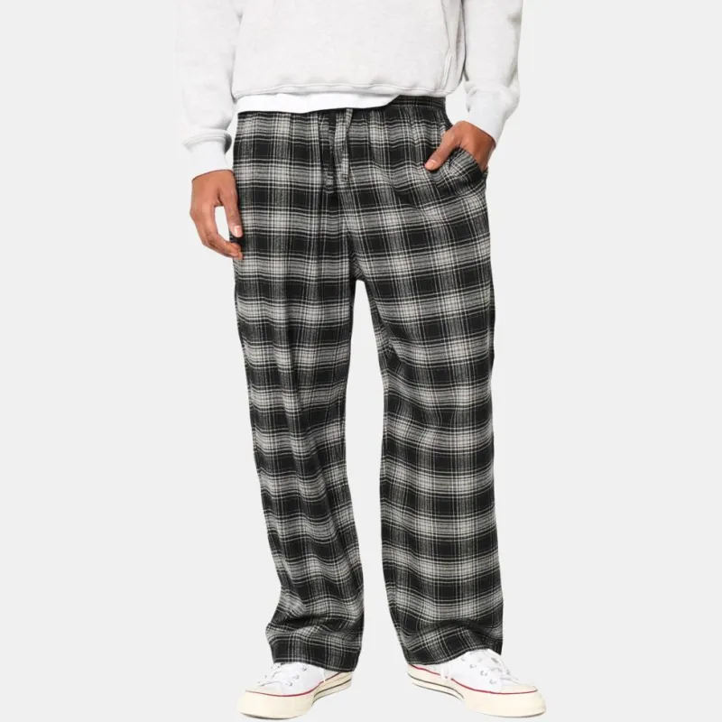 Hollister Pajama Pants Men's Black Plaid-1