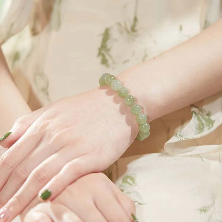 ZEGL Hetian Jade Bracelets Women's Pale Greenish White Jade-4