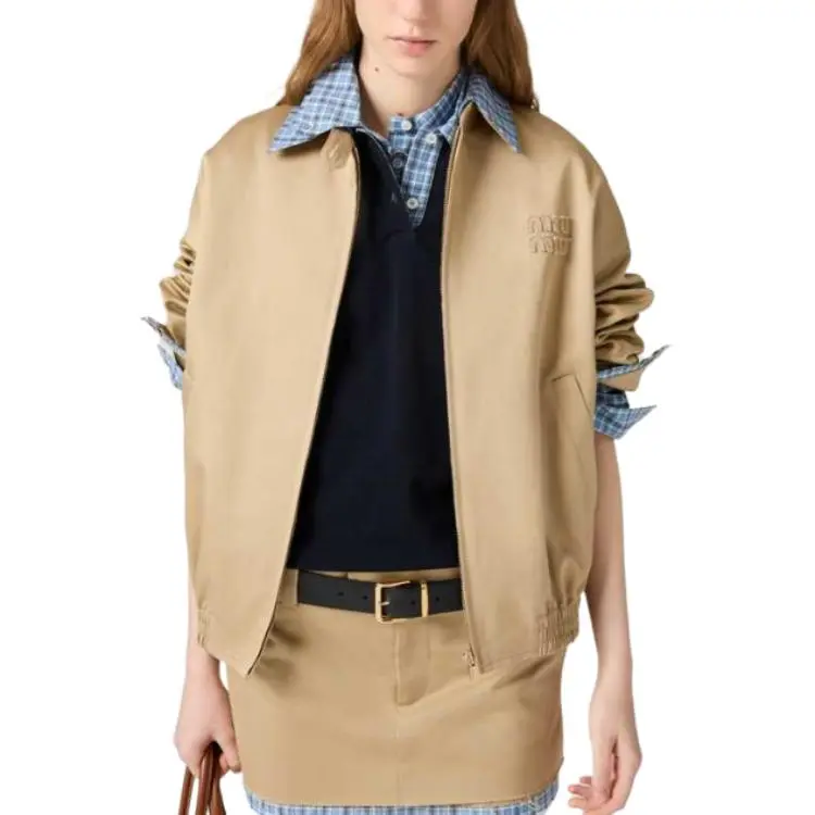MIU MIU Logo embroidered Bomber Jacket-2