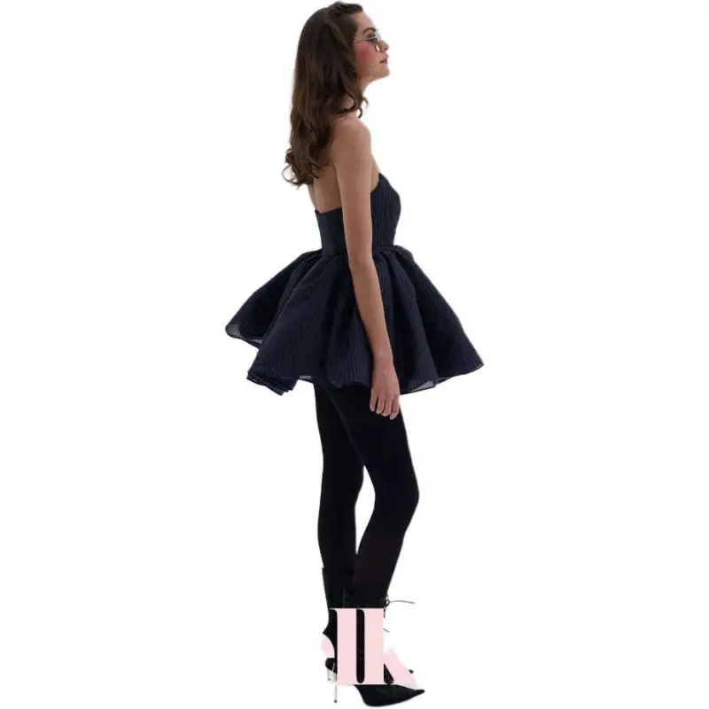 Selkie Collection FW24 Sleeveless Dress Women's Dark Blue Dotted Line Print-3