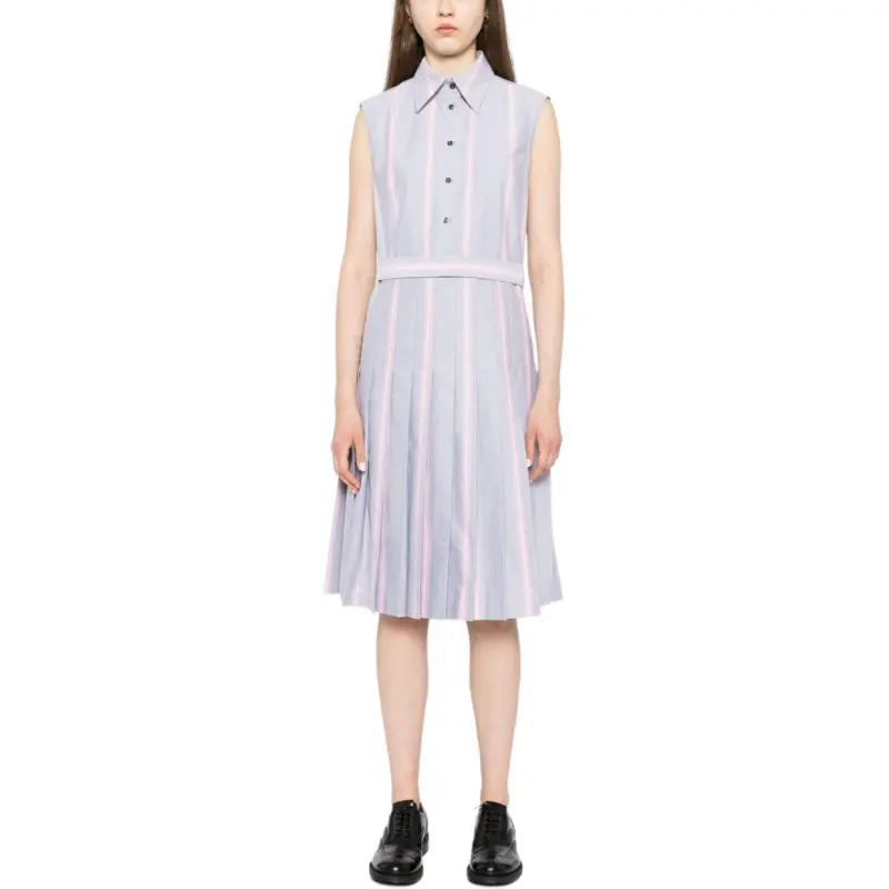 THOM BROWNE Striped Belted Dress-1