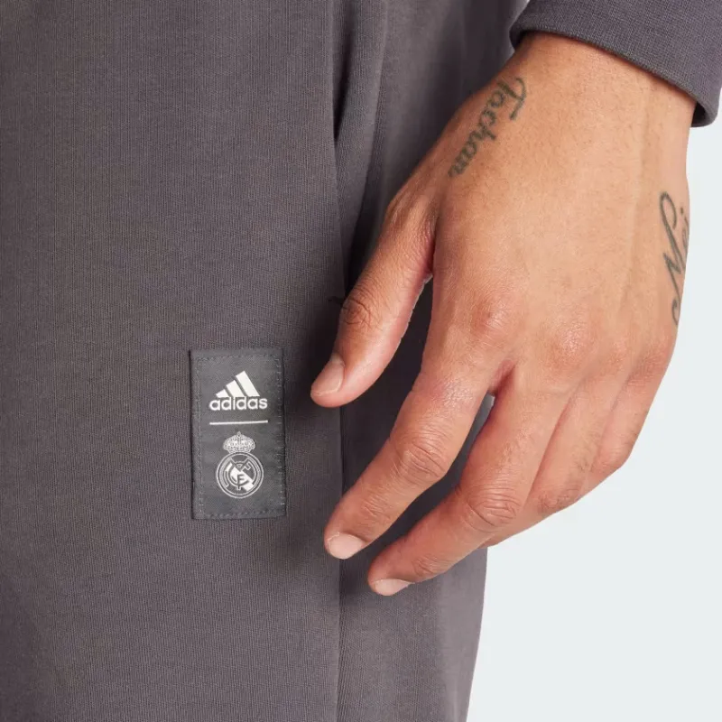 Adidas Real Madrid Cultural Story Tracksuit Bottoms Knitted Sports Pants Men's Black Gray Color-5