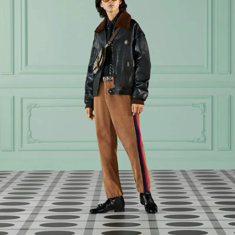 GUCCI Logo Patch Corduroy Trousers-2