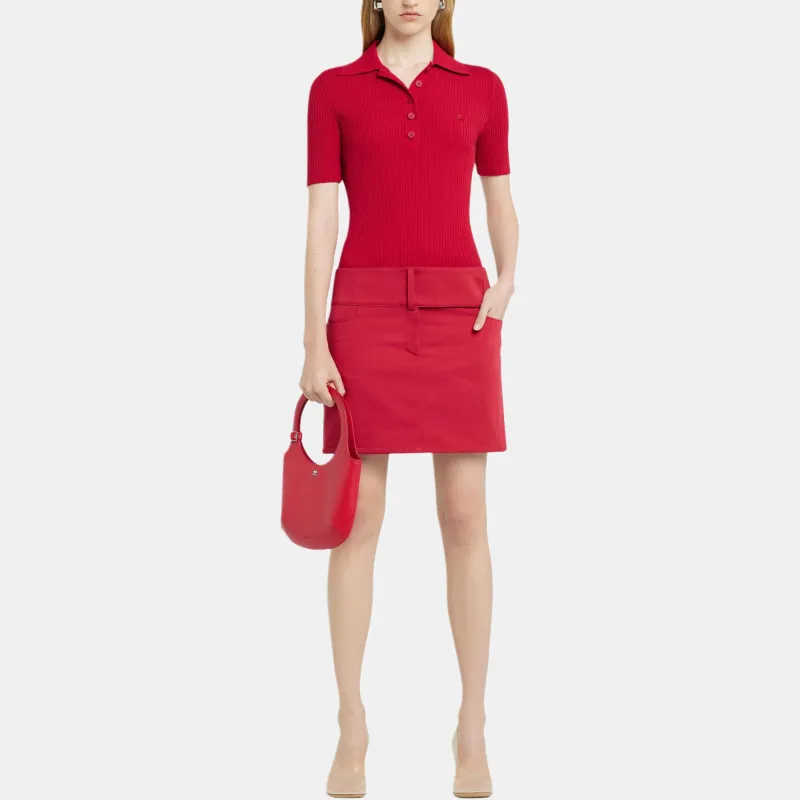 COURREGES Iconic Rib Knit Polo Shirt-1