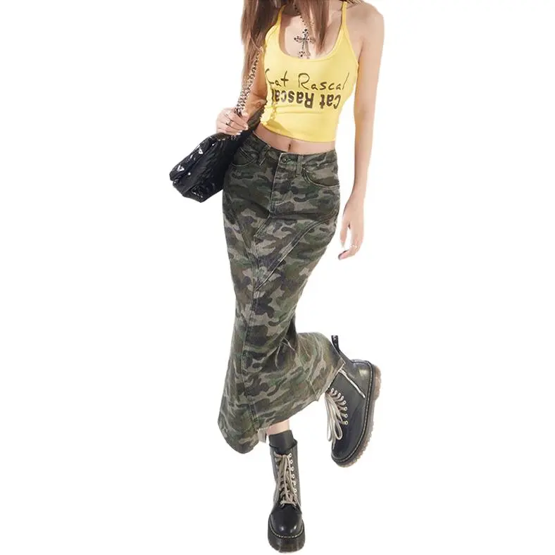 NHZN Denim Long Skirt Women's Camouflage-2