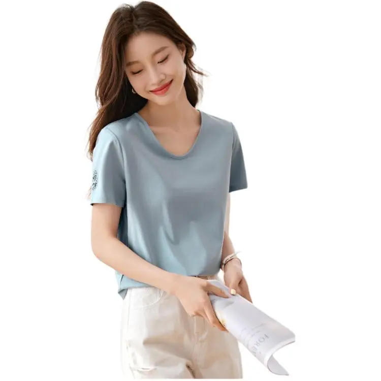Mo Han Yi Mei Regular T Shirt Women's Blue-4