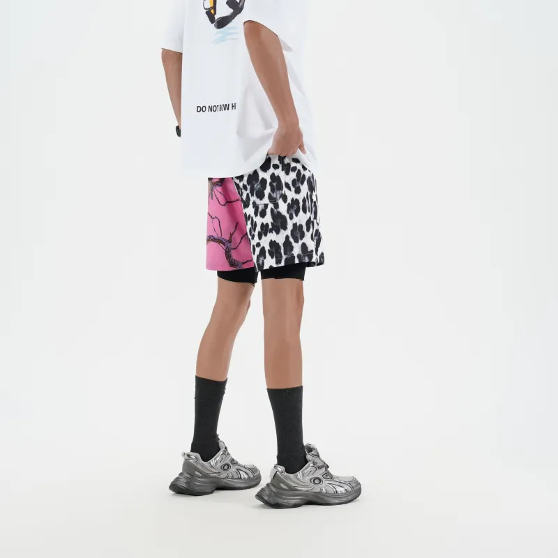 DNBH Dual Tone Collection Leopard Print Collection Casual Shorts Unisex-10