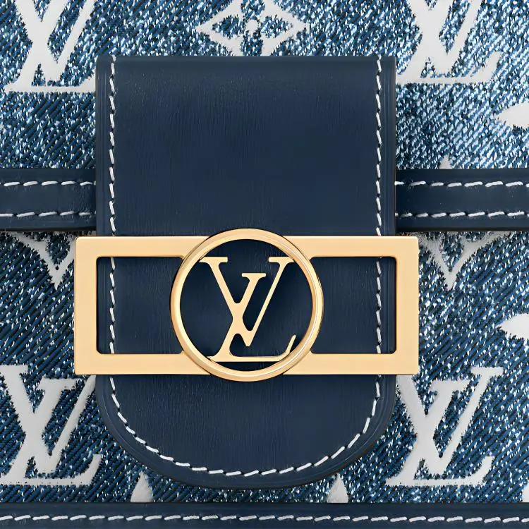 LOUIS VUITTON Dauphine Denim Daphne Handbag Shoulder Bag Women's Blue-4