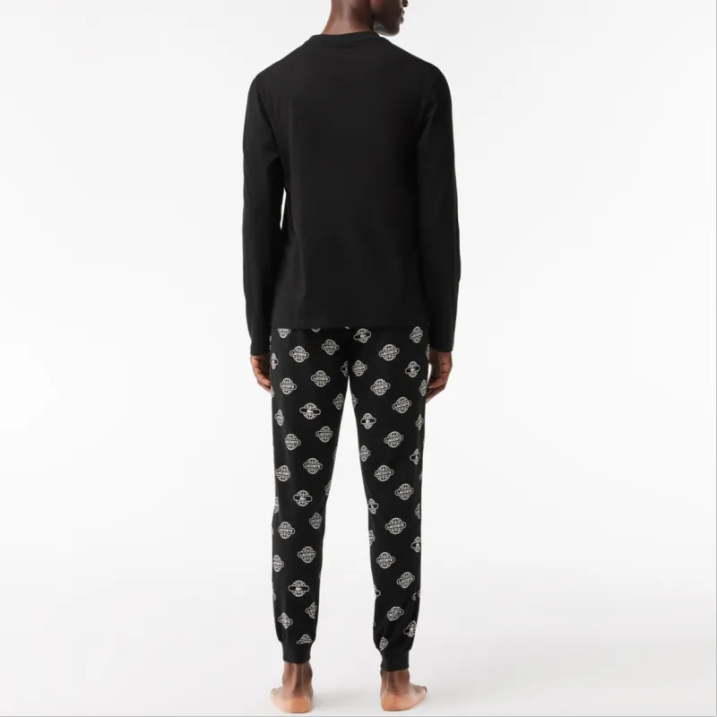 LACOSTE Pajama Set Men's Black X White-2