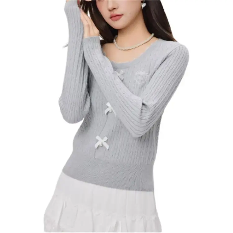 Love To Serve Knitwear Women's Gray-2