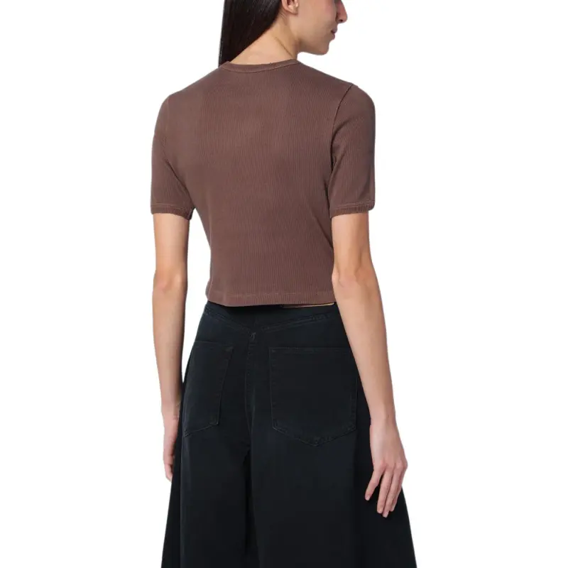 MIU MIU SS25 Crop Tops Women's Cocoa Brown-3