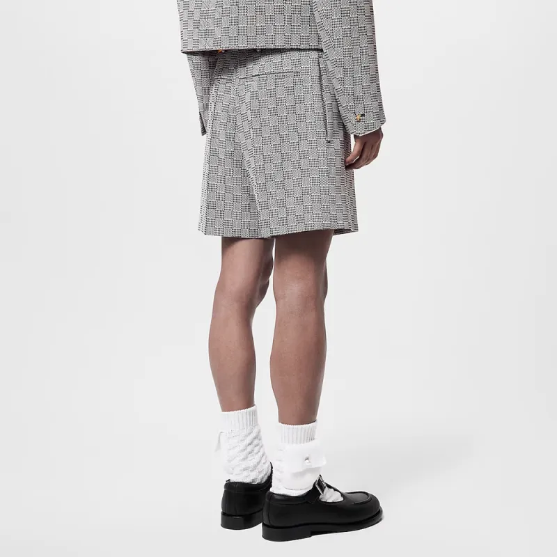 LOUIS VUITTON Damier Hounds Tooth Slim Wool Shorts-2