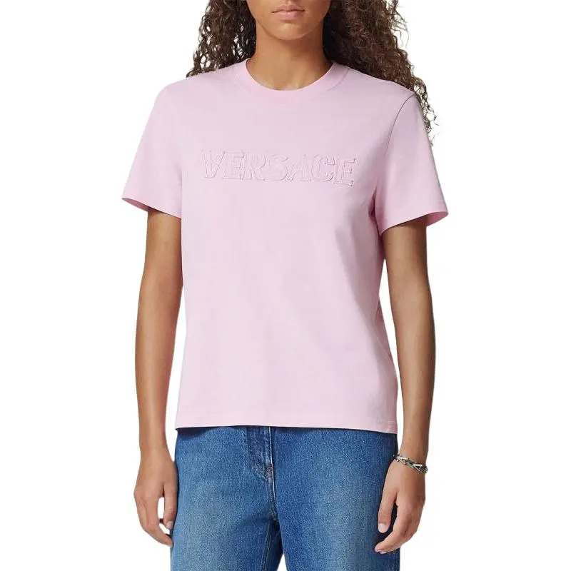 VERSACE Logo Appliqué Crewneck T Shirt-1
