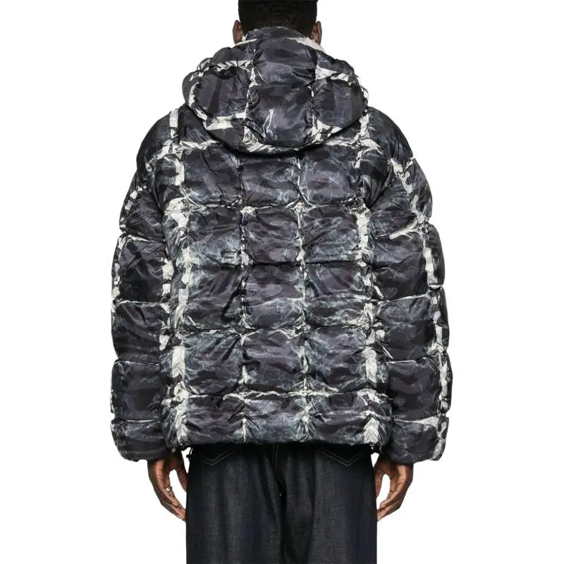 DIESEL W Claus Camu Camo Printed Hooded Puffer Jacket-4