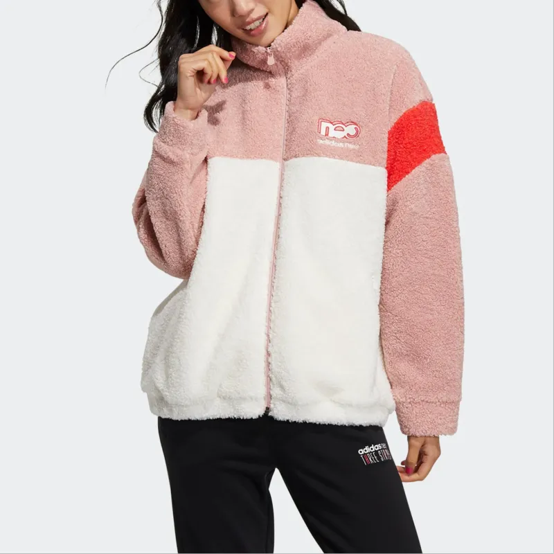 Adidas Neo Velvet Jackets Women's Pink White-1