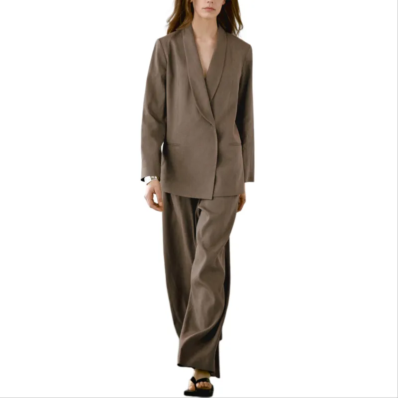 Massimo Dutti Business Suit Women's Brown Green-2