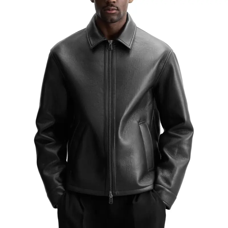 ZARA Leather Jacket Men's Black-2