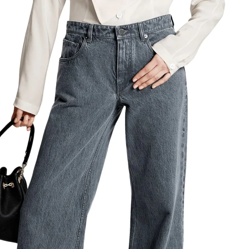 LOUIS VUITTON Washed Denim Wide Leg Jeans-3