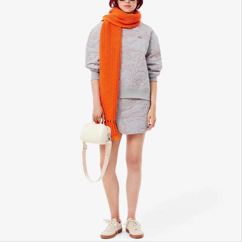 LACOSTE Sweatshirt Women's Gray Chinoiserie/Orange-3