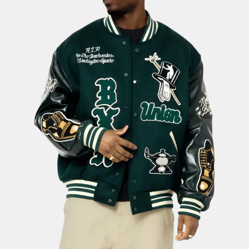 Union Born X Raised Collaboration Jackets Men Emerald Green-2