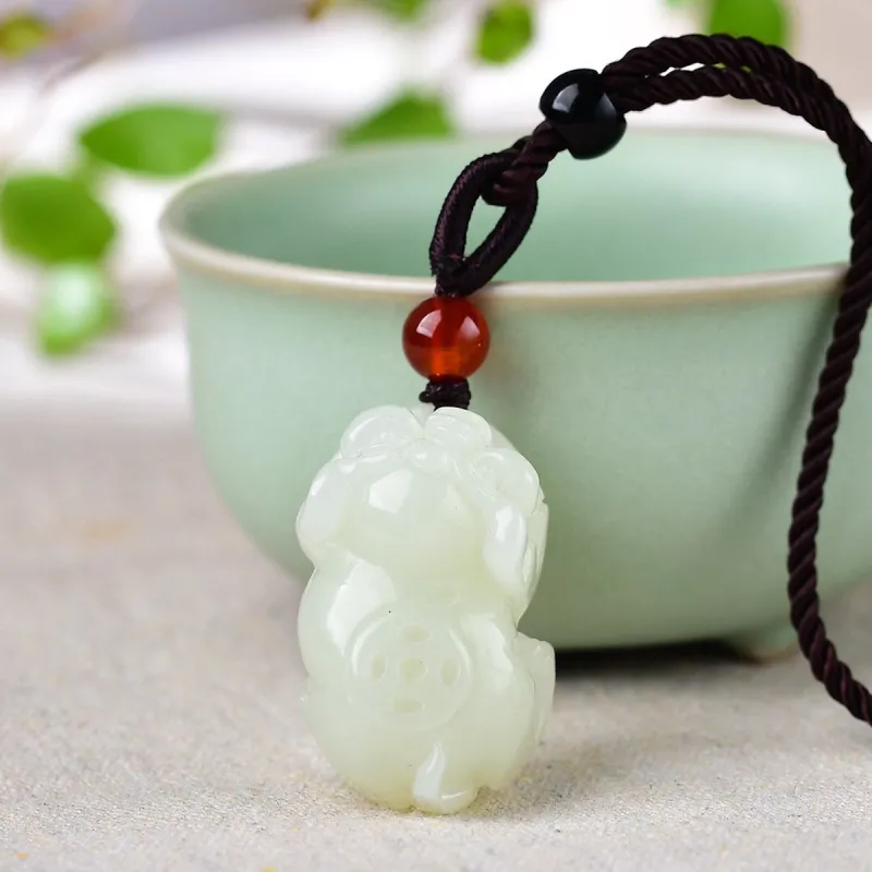 TAMINA Pendants Pale Greenish White Jade Unisex-3
