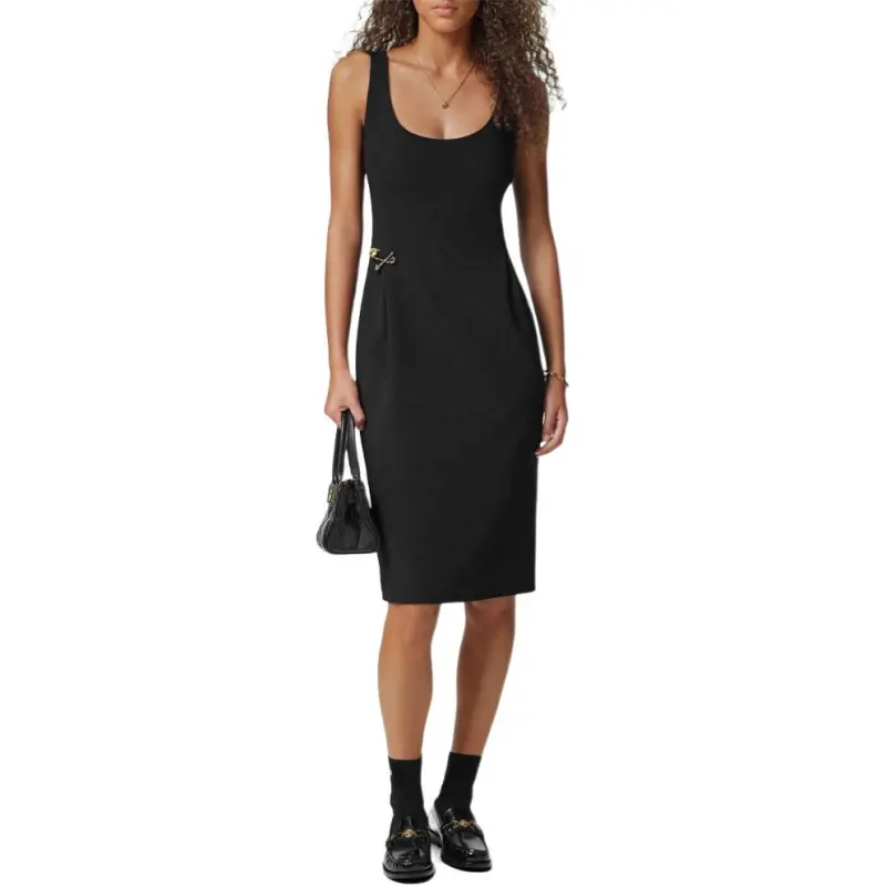 VERSACE Safety Pin Detailed Sleeveless Midi Dress-1