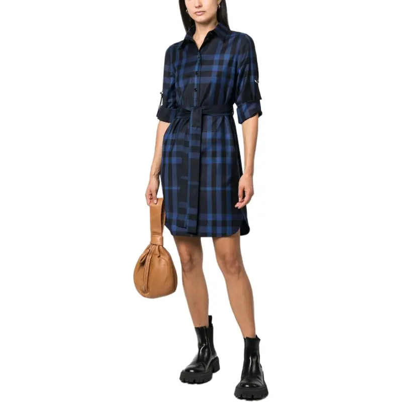 Burberry FW22 Long-Sleeved Dresses Women's Blue-2