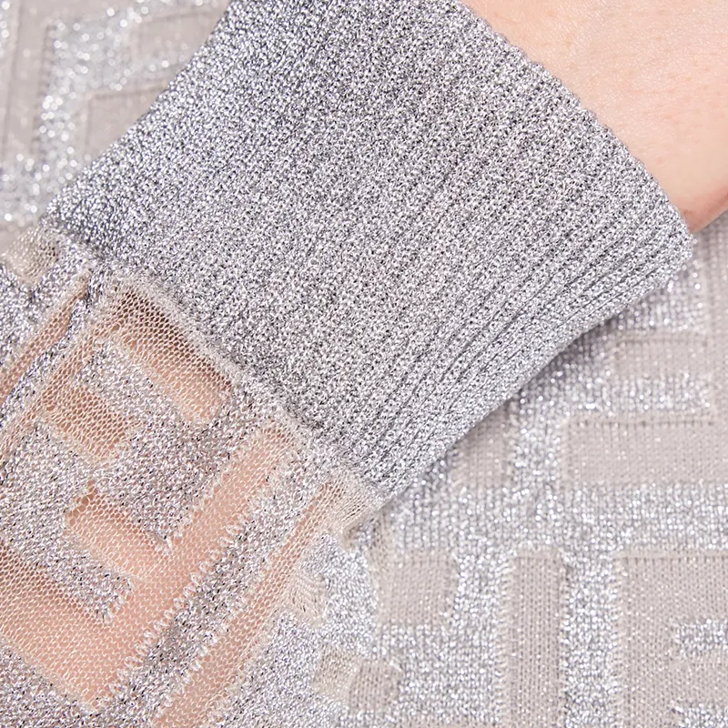 FENDI FW21 Slim Fit Sweater Women's Silver-3