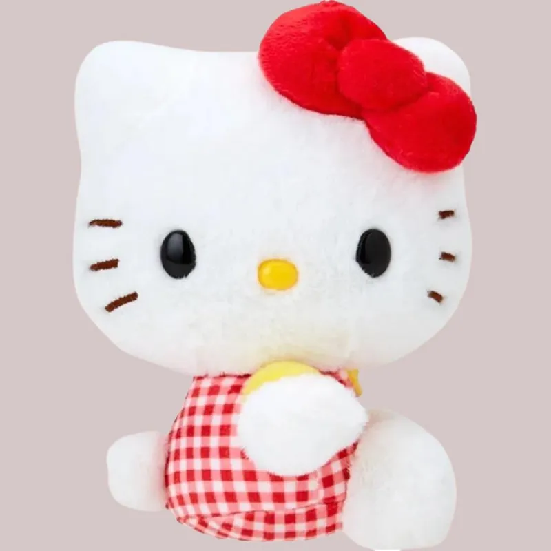 Sanrio Red Plaid Hello Kitty Dolls Plush Doll 15cm High-3