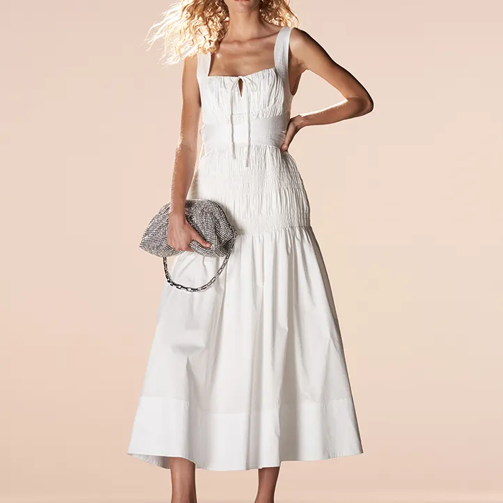 Self portrait Ruched Cotton Midi Dress-4