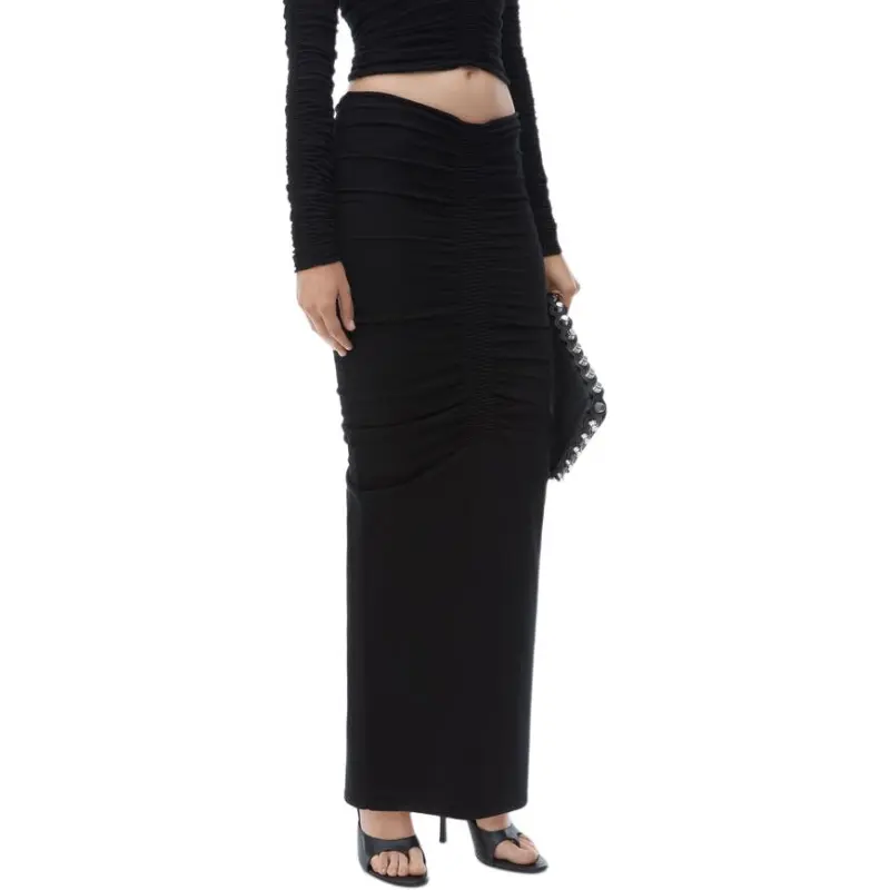 Alexander Wang Ruched Maxi Skirt Black-1