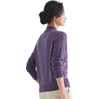 MIHUANG Cashmere Sweater Women's Dark Gray Purple