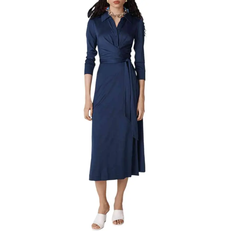 Diane Von Furstenberg SS25 Long Sleeved Dresses Women's Marine Blue-1