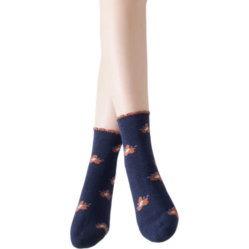 NAIER Mid Calf Socks Women's 4 Pack Multicolor Floral Art-1