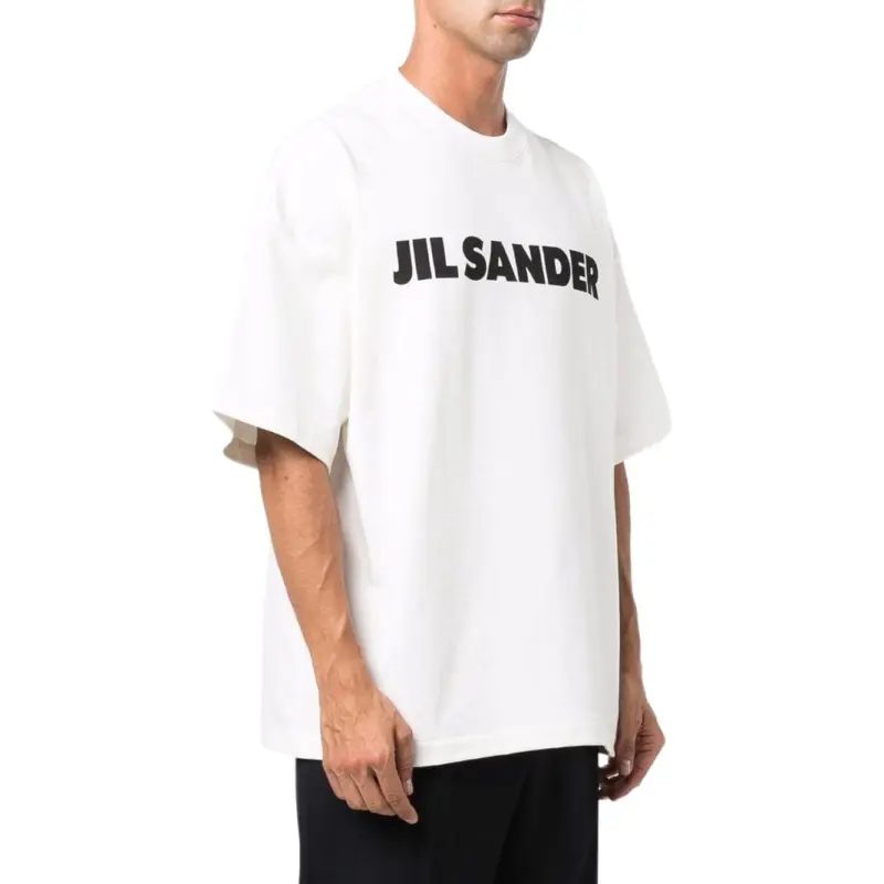 JIL SANDER Boxy Fit Logo Print Cotton T Shirt-3