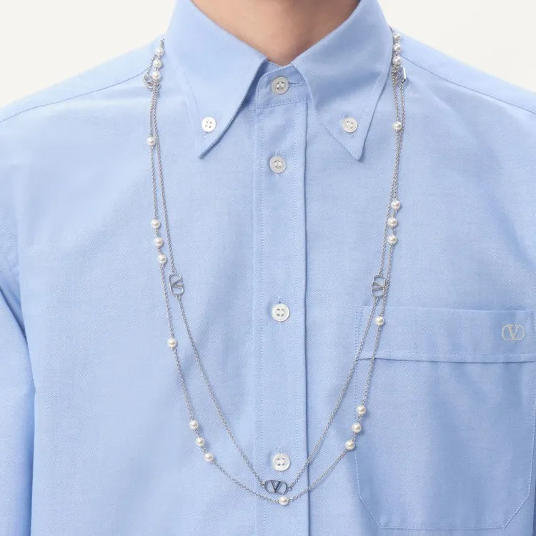 Valentino Metal Necklaces Men's Cream-2